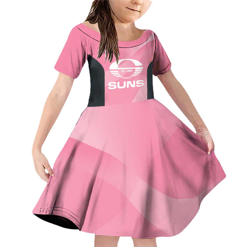 Suns Football Custom Family Matching Off Shoulder Short Dress and Hawaiian Shirt Gold Coast Est 2009 Pink - Aussie Hoodie