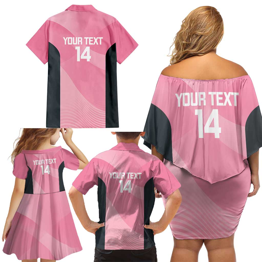 Suns Football Custom Family Matching Off Shoulder Short Dress and Hawaiian Shirt Gold Coast Est 2009 Pink - Aussie Hoodie