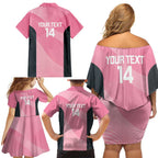 Suns Football Custom Family Matching Off Shoulder Short Dress and Hawaiian Shirt Gold Coast Est 2009 Pink - Aussie Hoodie