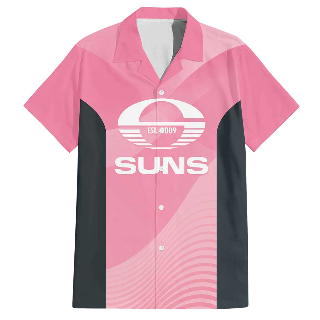 Suns Football Custom Family Matching Off Shoulder Short Dress and Hawaiian Shirt Gold Coast Est 2009 Pink - Aussie Hoodie
