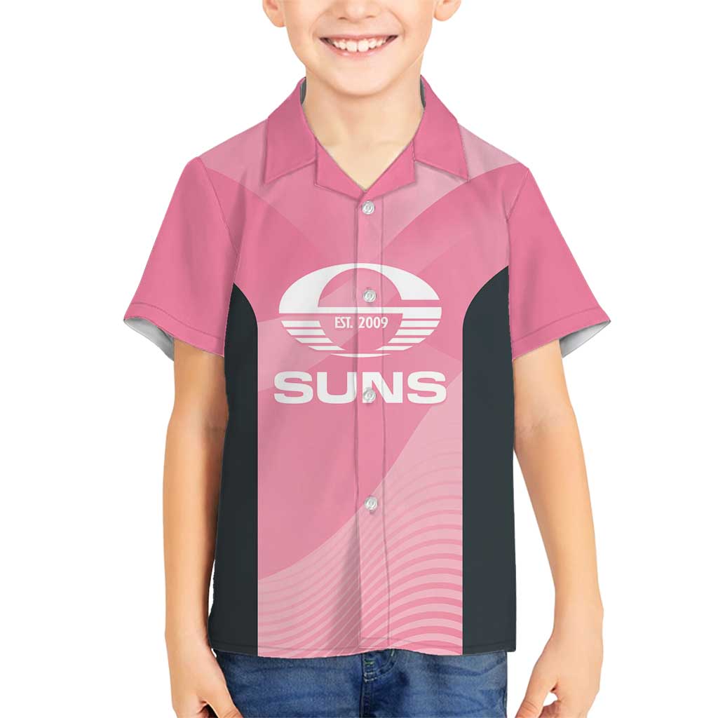 Suns Football Custom Family Matching Off Shoulder Short Dress and Hawaiian Shirt Gold Coast Est 2009 Pink - Aussie Hoodie