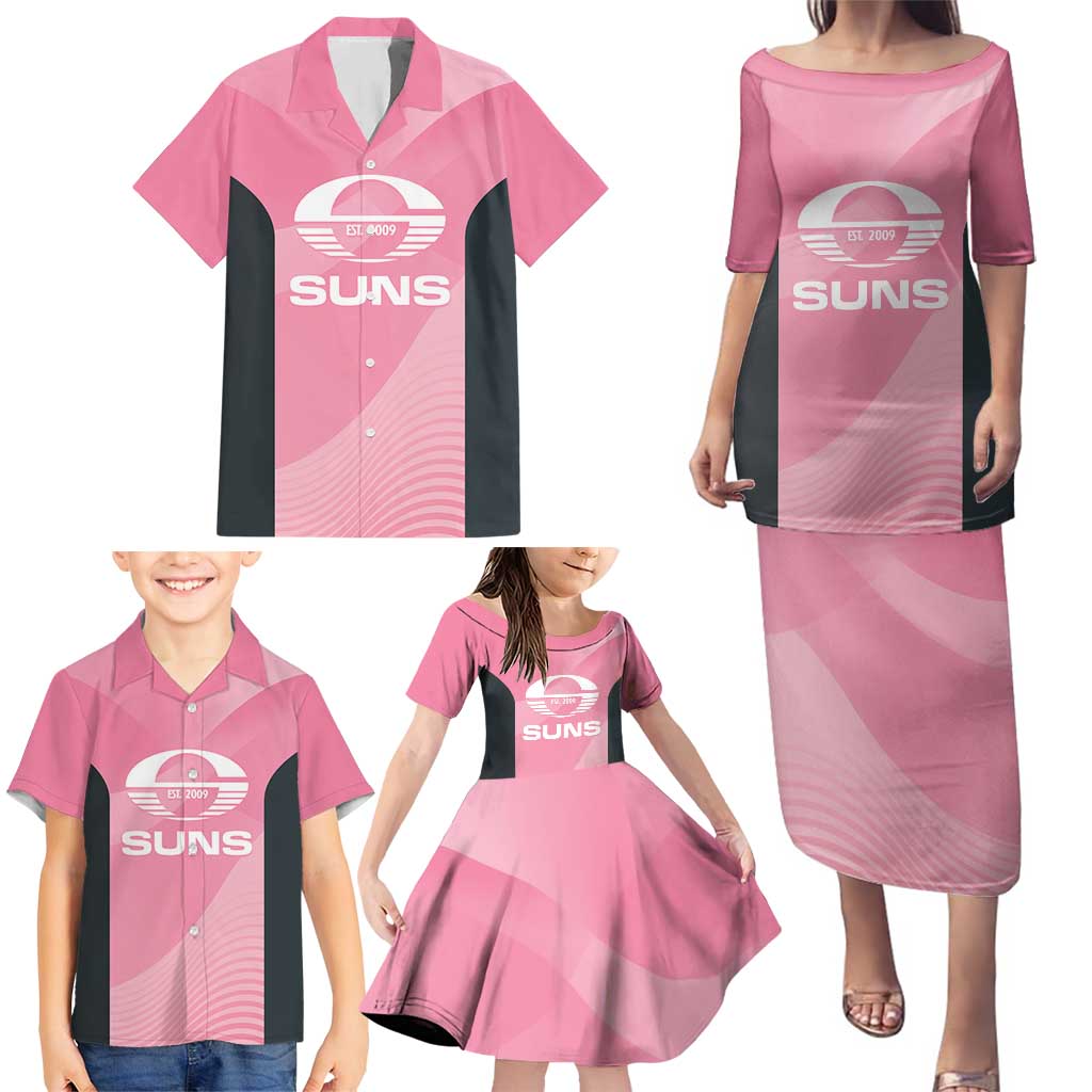 Suns Football Custom Family Matching Puletasi and Hawaiian Shirt Gold Coast Est 2009 Pink - Aussie Hoodie