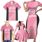 Suns Football Custom Family Matching Short Sleeve Bodycon Dress and Hawaiian Shirt Gold Coast Est 2009 Pink - Aussie Hoodie
