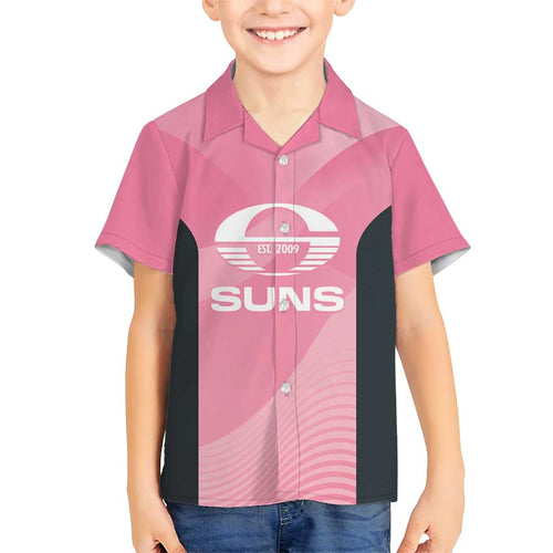 Suns Football Custom Family Matching Short Sleeve Bodycon Dress and Hawaiian Shirt Gold Coast Est 2009 Pink - Aussie Hoodie