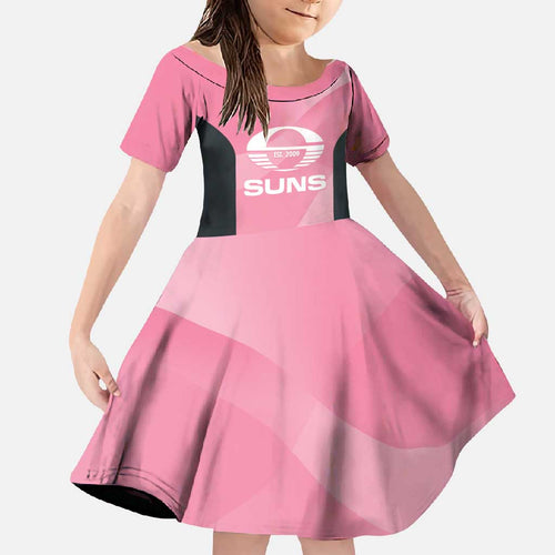 Suns Football Custom Family Matching Summer Maxi Dress and Hawaiian Shirt Gold Coast Est 2009 Pink - Aussie Hoodie