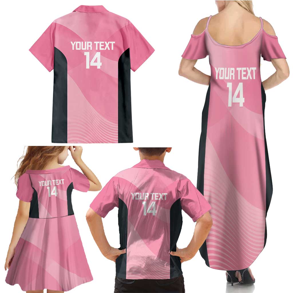 Suns Football Custom Family Matching Summer Maxi Dress and Hawaiian Shirt Gold Coast Est 2009 Pink - Aussie Hoodie