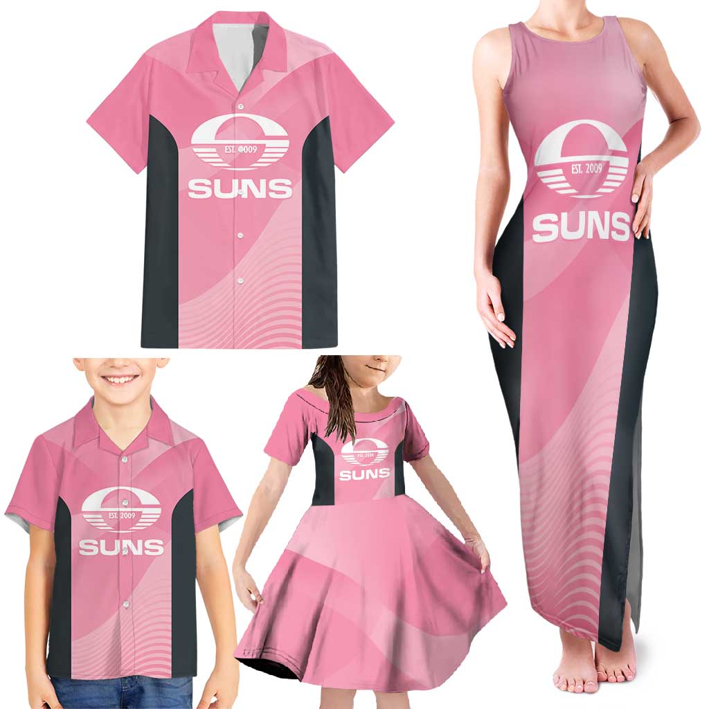 Suns Football Custom Family Matching Tank Maxi Dress and Hawaiian Shirt Gold Coast Est 2009 Pink - Aussie Hoodie