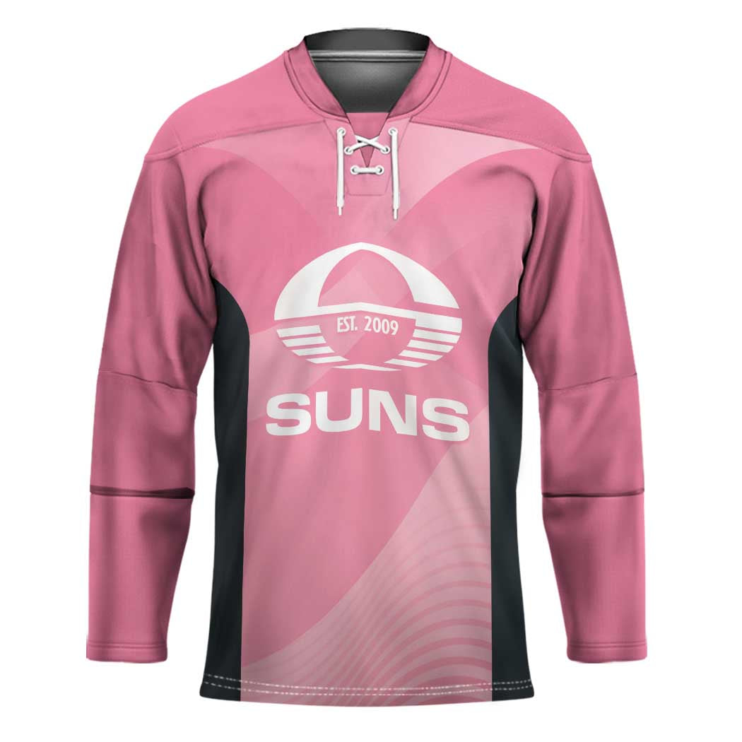 Suns Football Custom Hockey Jersey Gold Coast Est 2009 Pink - Aussie Hoodie