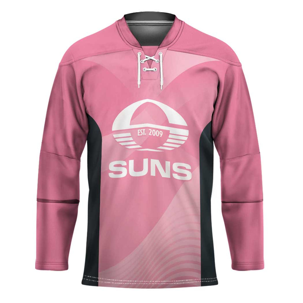 Suns Football Custom Hockey Jersey Gold Coast Est 2009 Pink - Aussie Hoodie