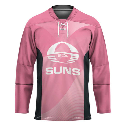 Suns Football Custom Hockey Jersey Gold Coast Est 2009 Pink - Aussie Hoodie