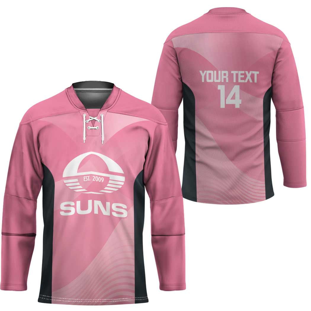 Suns Football Custom Hockey Jersey Gold Coast Est 2009 Pink - Aussie Hoodie