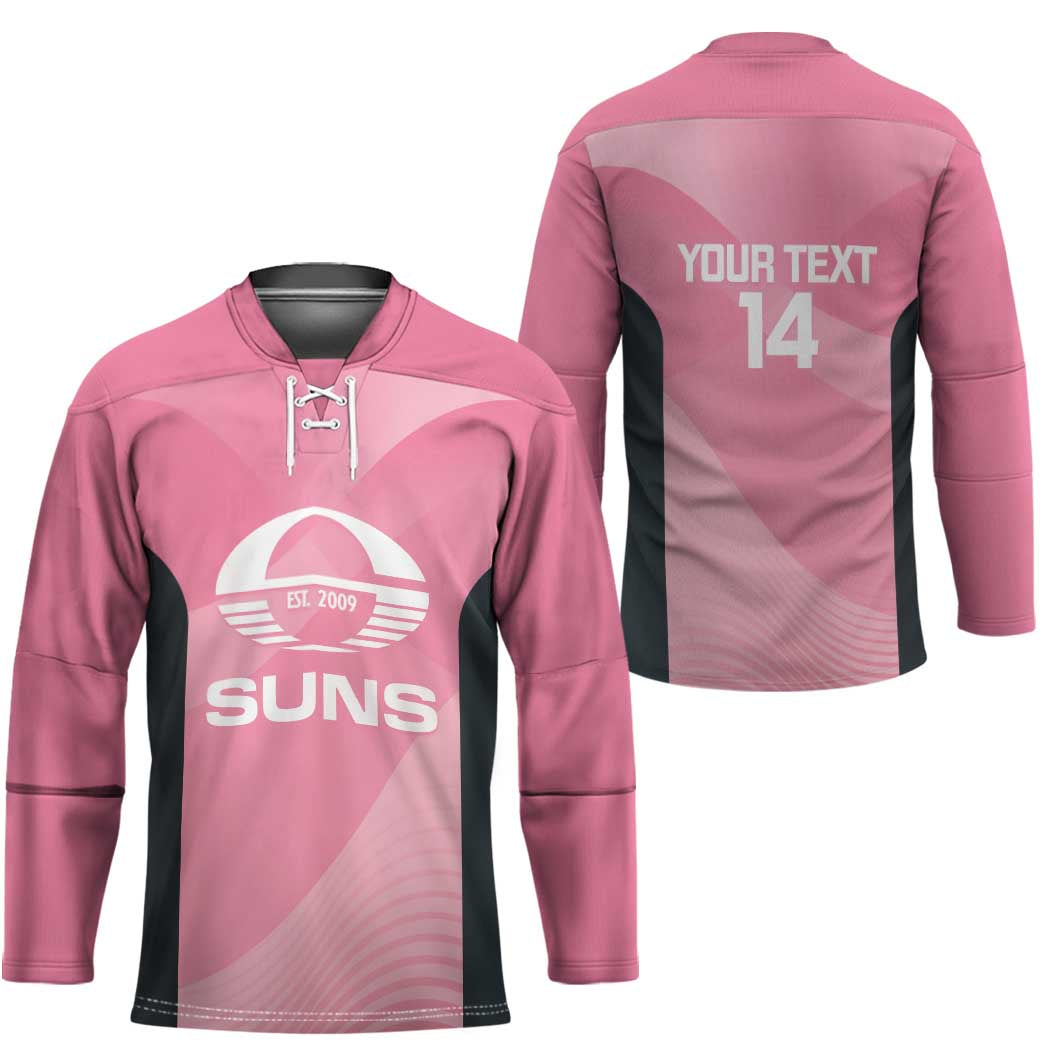 Suns Football Custom Hockey Jersey Gold Coast Est 2009 Pink - Aussie Hoodie