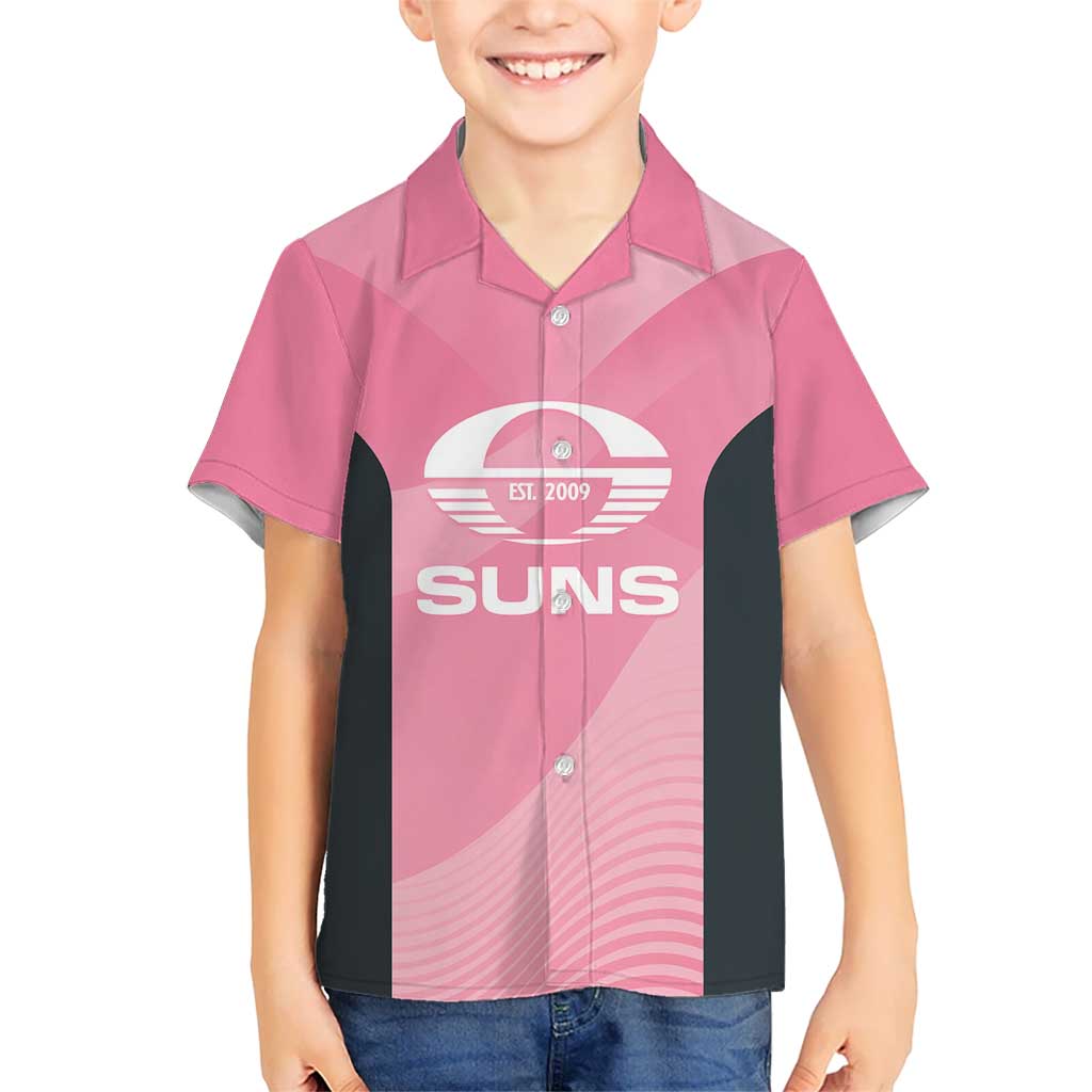 Suns Football Custom Kid Hawaiian Shirt Gold Coast Est 2009 Pink - Aussie Hoodie