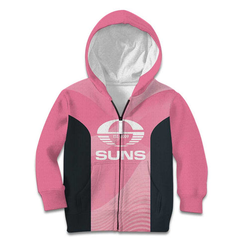 Suns Football Custom Kid Hoodie Gold Coast Est 2009 Pink - Aussie Hoodie
