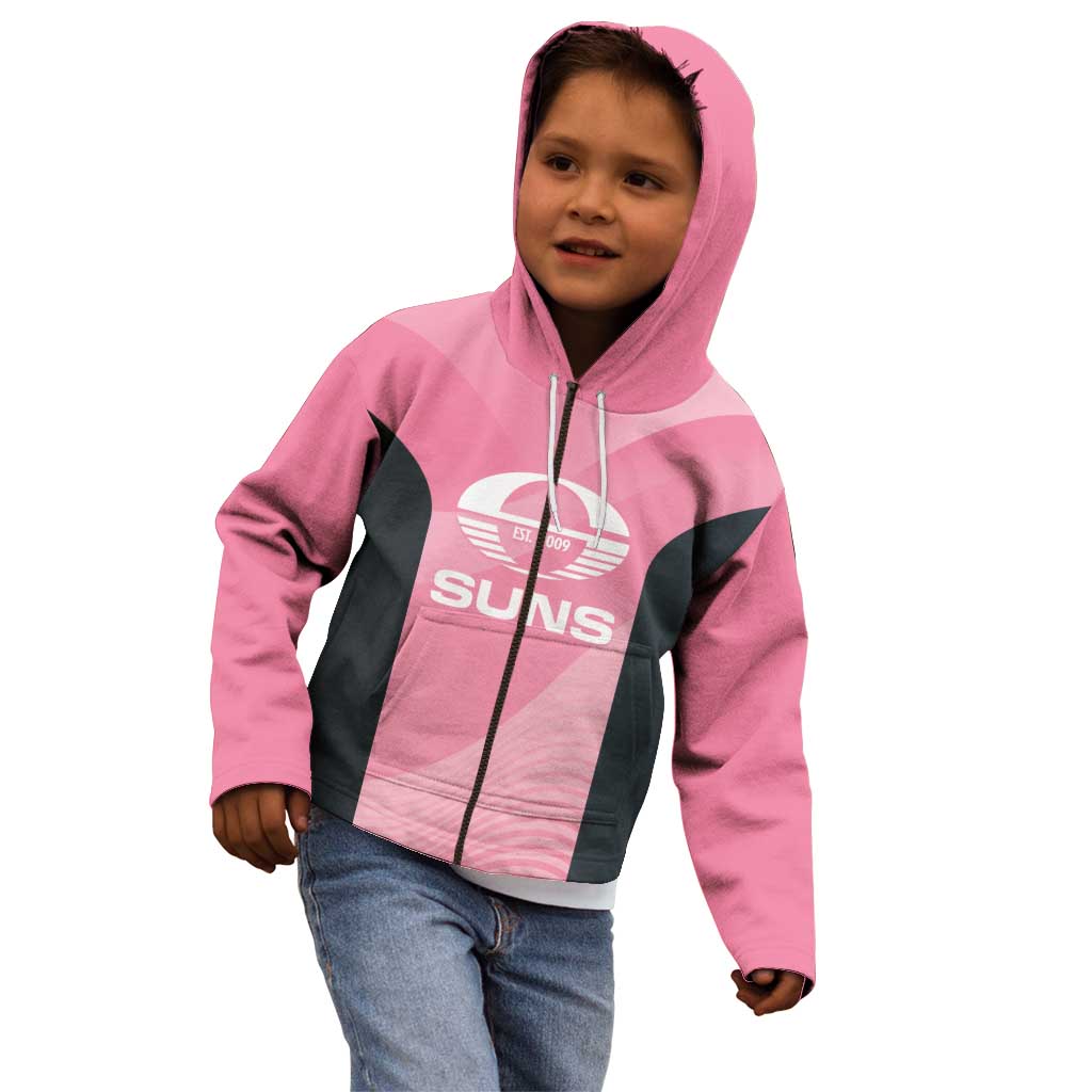 Suns Football Custom Kid Hoodie Gold Coast Est 2009 Pink - Aussie Hoodie