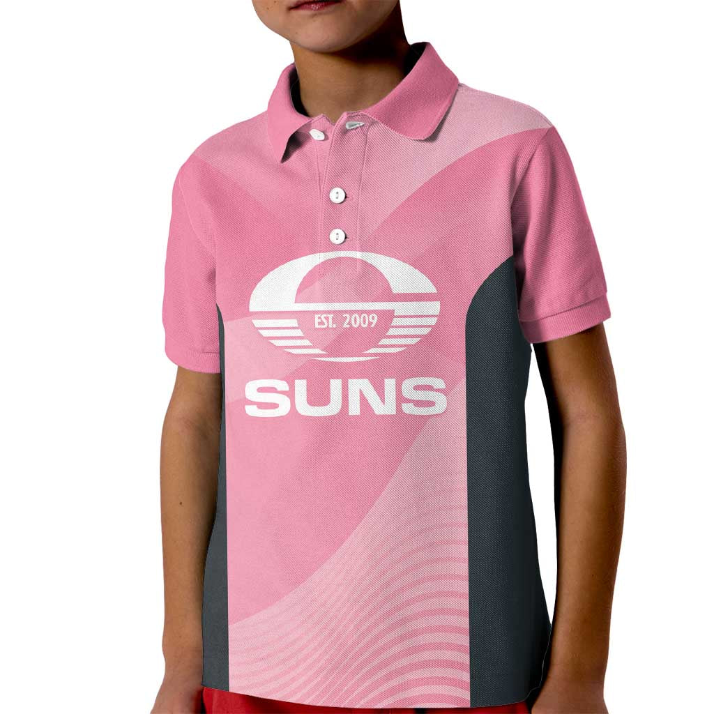 Suns Football Custom Kid Polo Shirt Gold Coast Est 2009 Pink - Aussie Hoodie