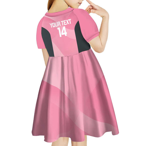 Suns Football Custom Kid Short Sleeve Dress Gold Coast Est 2009 Pink - Aussie Hoodie