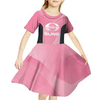 Suns Football Custom Kid Short Sleeve Dress Gold Coast Est 2009 Pink - Aussie Hoodie