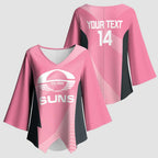 Suns Football Custom Kimono Sleeve Blouse Gold Coast Est 2009 Pink - Aussie Hoodie