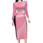 Suns Football Custom Long Sleeve Bodycon Dress Gold Coast Est 2009 Pink - Aussie Hoodie