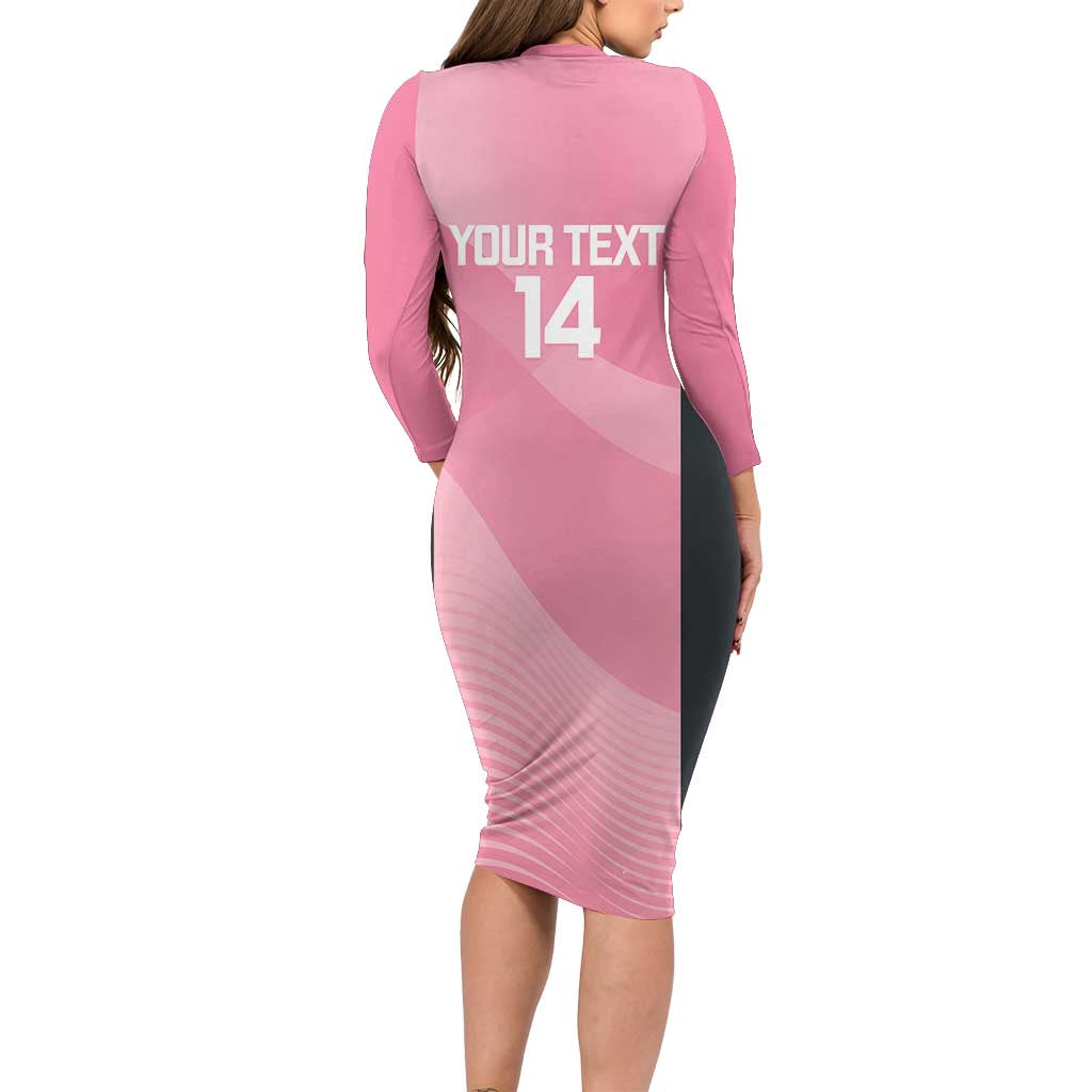 Suns Football Custom Long Sleeve Bodycon Dress Gold Coast Est 2009 Pink - Aussie Hoodie