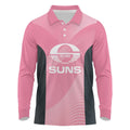 Suns Football Custom Long Sleeve Polo Shirt Gold Coast Est 2009 Pink - Aussie Hoodie