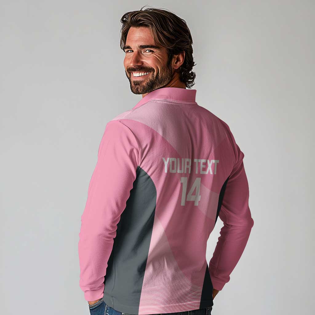 Suns Football Custom Long Sleeve Polo Shirt Gold Coast Est 2009 Pink - Aussie Hoodie