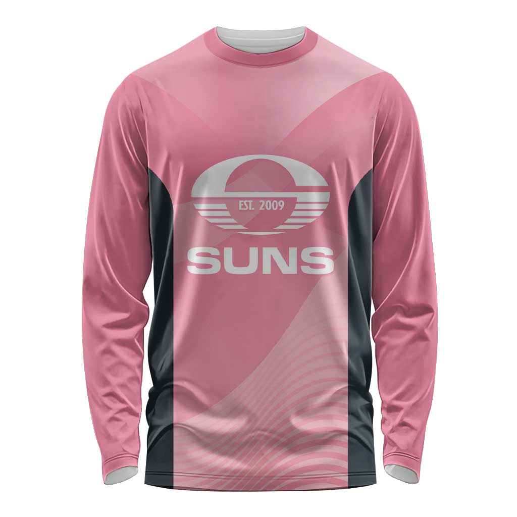 Suns Football Custom Long Sleeve Shirt Gold Coast Est 2009 Pink - Aussie Hoodie