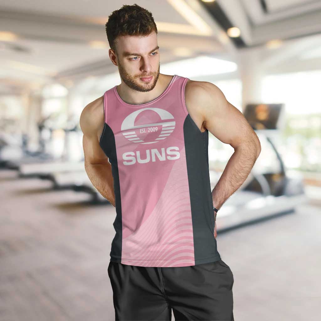 Suns Football Custom Men Tank Top Gold Coast Est 2009 Pink - Aussie Hoodie