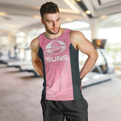 Suns Football Custom Men Tank Top Gold Coast Est 2009 Pink - Aussie Hoodie