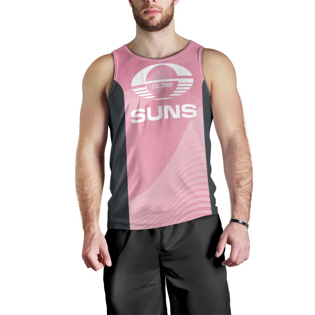 Suns Football Custom Men Tank Top Gold Coast Est 2009 Pink - Aussie Hoodie