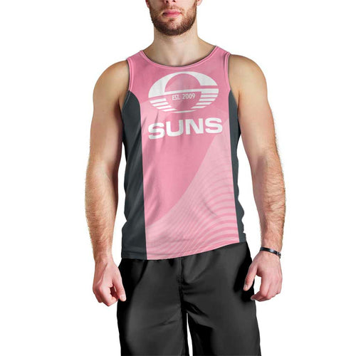 Suns Football Custom Men Tank Top Gold Coast Est 2009 Pink - Aussie Hoodie