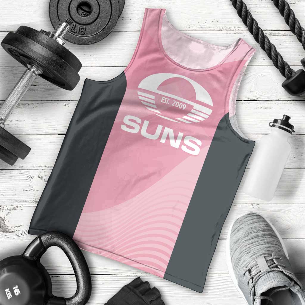 Suns Football Custom Men Tank Top Gold Coast Est 2009 Pink - Aussie Hoodie