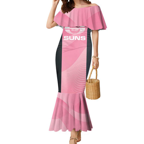 Suns Football Custom Mermaid Dress Gold Coast Est 2009 Pink - Aussie Hoodie