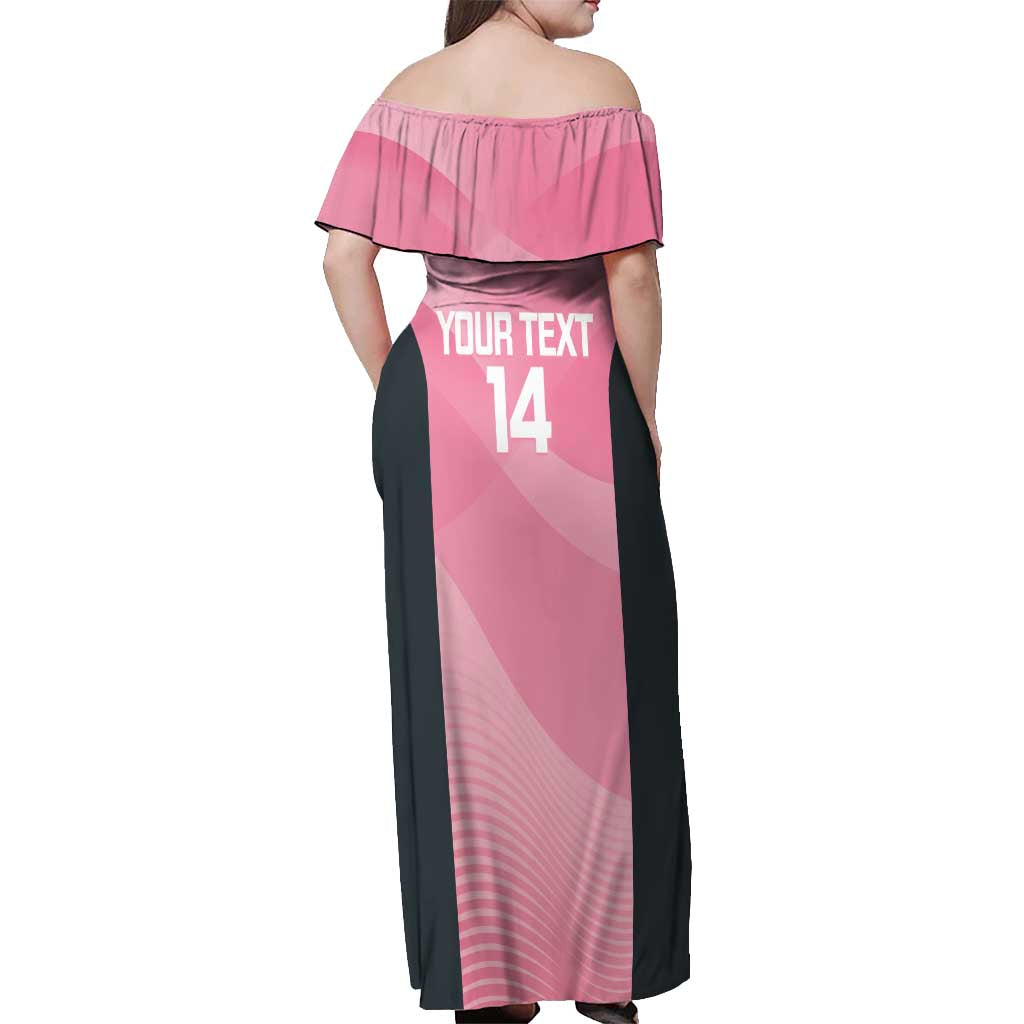 Suns Football Custom Off Shoulder Maxi Dress Gold Coast Est 2009 Pink - Aussie Hoodie
