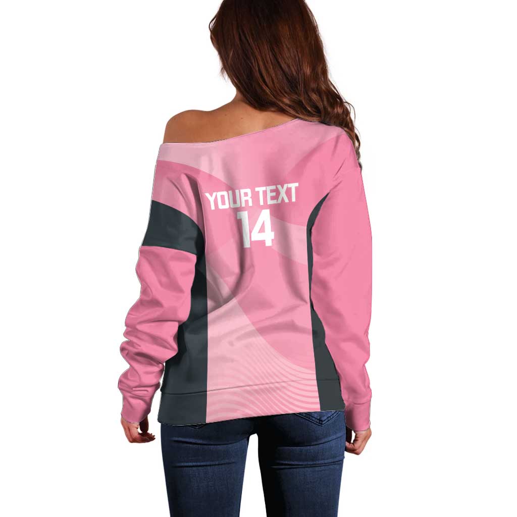 Suns Football Custom Off Shoulder Sweater Gold Coast Est 2009 Pink - Aussie Hoodie
