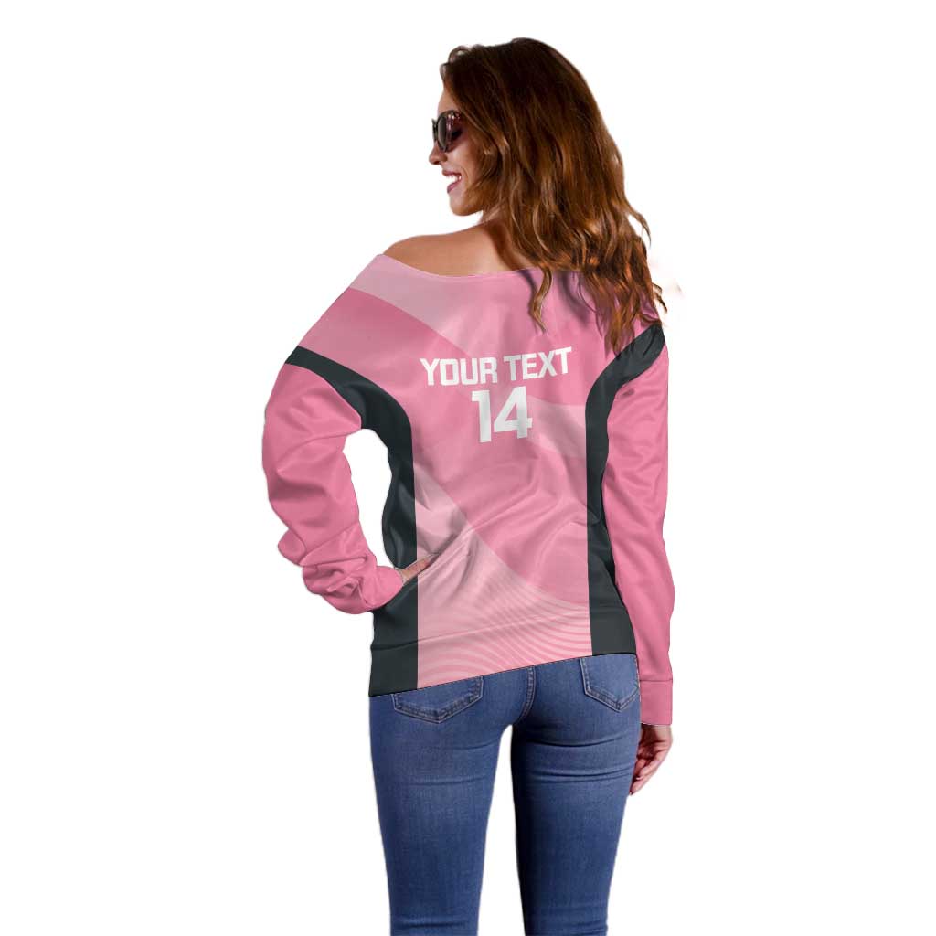 Suns Football Custom Off Shoulder Sweater Gold Coast Est 2009 Pink - Aussie Hoodie