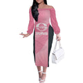 Suns Football Custom Off The Shoulder Long Sleeve Dress Gold Coast Est 2009 Pink - Aussie Hoodie