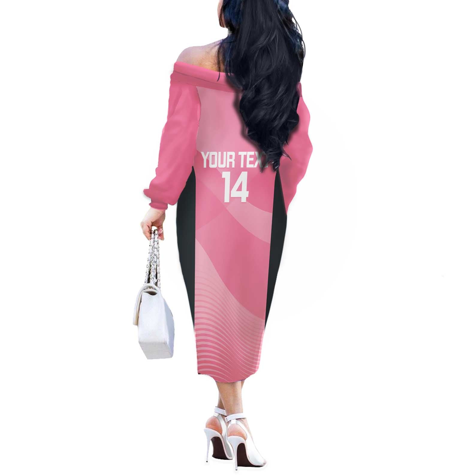 Suns Football Custom Off The Shoulder Long Sleeve Dress Gold Coast Est 2009 Pink - Aussie Hoodie