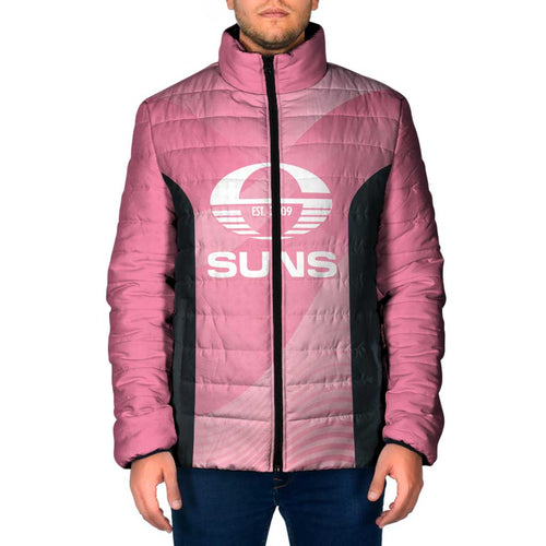 Suns Football Custom Padded Jacket Gold Coast Est 2009 Pink - Aussie Hoodie
