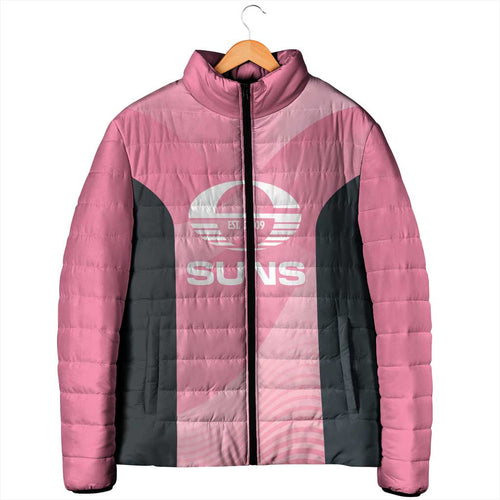 Suns Football Custom Padded Jacket Gold Coast Est 2009 Pink - Aussie Hoodie