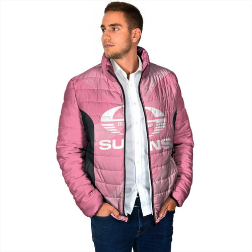 Suns Football Custom Padded Jacket Gold Coast Est 2009 Pink - Aussie Hoodie