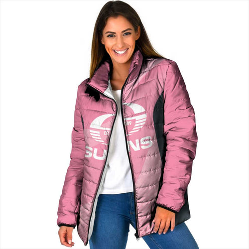 Suns Football Custom Padded Jacket Gold Coast Est 2009 Pink - Aussie Hoodie