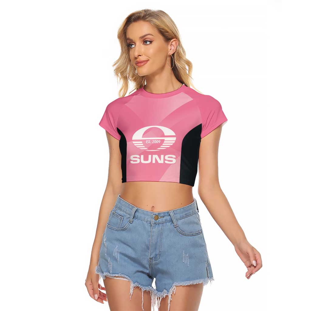 Suns Football Custom Raglan Cropped T Shirt Gold Coast Est 2009 Pink - Aussie Hoodie