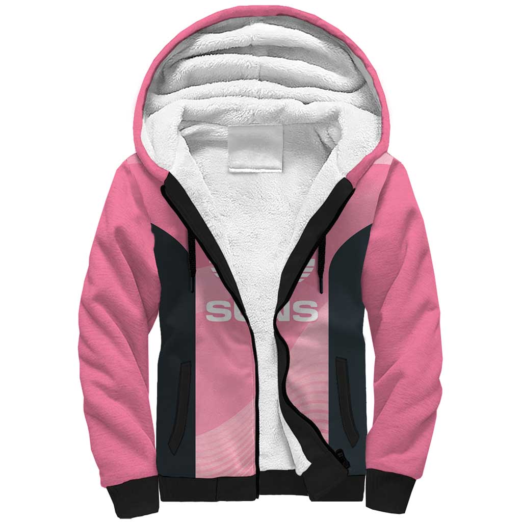 Suns Football Custom Sherpa Hoodie Gold Coast Est 2009 Pink - Aussie Hoodie