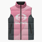 Suns Football Custom Sleeveless Puffer Jacket Gold Coast Est 2009 Pink - Aussie Hoodie