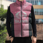 Suns Football Custom Sleeveless Puffer Jacket Gold Coast Est 2009 Pink - Aussie Hoodie