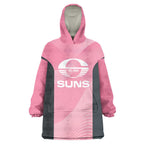 Suns Football Custom Wearable Blanket Hoodie Gold Coast Est 2009 Pink - Aussie Hoodie