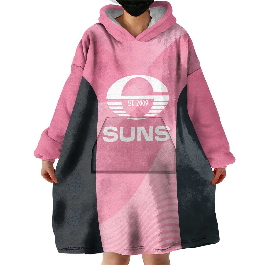 Suns Football Custom Wearable Blanket Hoodie Gold Coast Est 2009 Pink - Aussie Hoodie