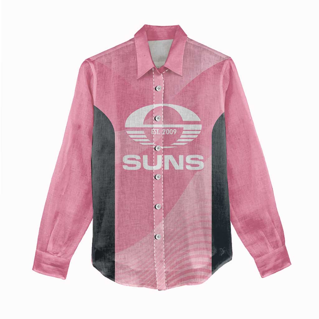 Suns Football Custom Women Casual Shirt Gold Coast Est 2009 Pink - Aussie Hoodie